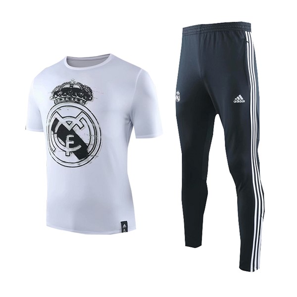 Trikot Trainingsshirt Real Madrid Komplett Set 2019-20 Weiß Blau